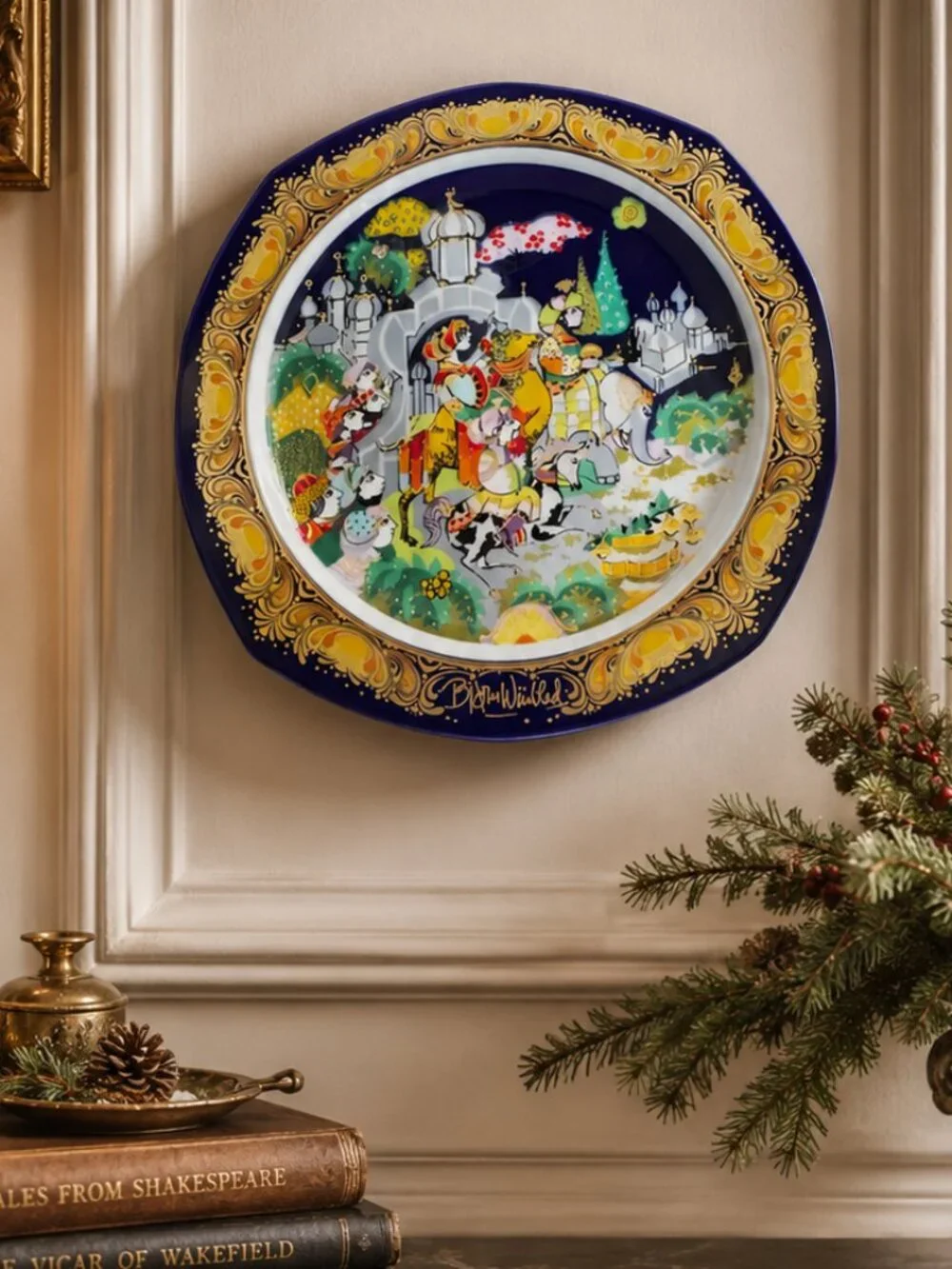 1985 Rosenthal Christmas Plate Designed by Danish Artist Bjørn Wiinblad